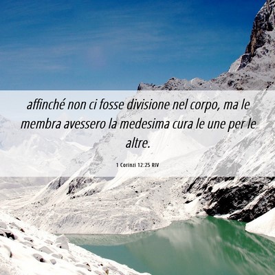 Picture 06 - 1 Corinzi 12:25 RIV - affinché non ci fosse divisione nel corpo, ma le - Bible Verse Picture