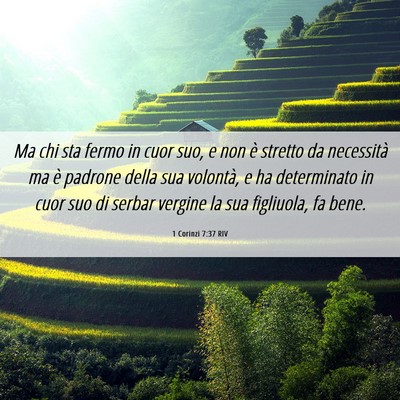 Picture 06 - 1 Corinzi 7:37 RIV - Ma chi sta fermo in cuor suo, e non è stretto da - Bible Verse Picture