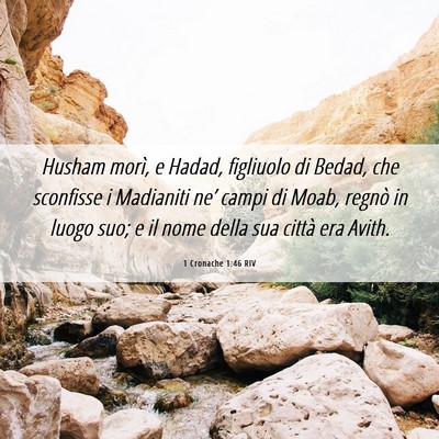 Picture 06 - 1 Cronache 1:46 RIV - Husham morì, e Hadad, figliuolo di Bedad, che - Bible Verse Picture