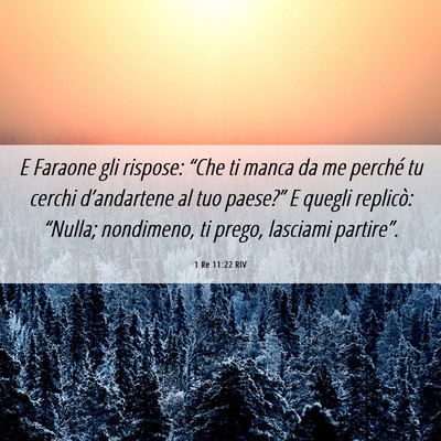 Picture 06 - 1 Re 11:22 RIV - E Faraone gli rispose: “Che ti manca da me - Bible Verse Picture