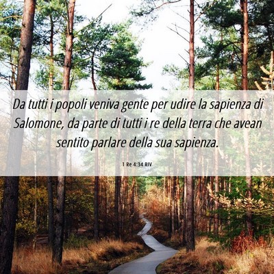 Picture 06 - 1 Re 4:34 RIV - Da tutti i popoli veniva gente per udire la - Bible Verse Picture