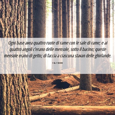 Picture 06 - 1 Re 7:30 RIV - Ogni base avea quattro ruote di rame con le sale - Bible Verse Picture