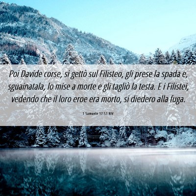 Picture 06 - 1 Samuele 17:51 RIV - Poi Davide corse, si gettò sul Filisteo, gli - Bible Verse Picture