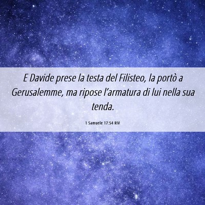 Picture 06 - 1 Samuele 17:54 RIV - E Davide prese la testa del Filisteo, la portò a - Bible Verse Picture