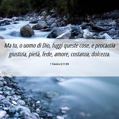 Picture 06 - 1 Timoteo 6:11 RIV - Ma tu, o uomo di Dio, fuggi queste cose, e - Bible Verse Picture