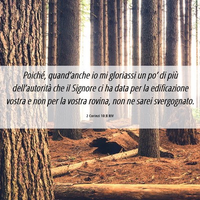 Picture 06 - 2 Corinzi 10:8 RIV - Poiché, quand’anche io mi gloriassi un po’ - Bible Verse Picture
