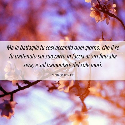 Picture 06 - 2 Cronache 18:34 RIV - Ma la battaglia fu così accanita quel giorno, - Bible Verse Picture