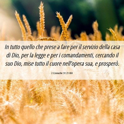 Picture 06 - 2 Cronache 31:21 RIV - In tutto quello che prese a fare per il servizio - Bible Verse Picture