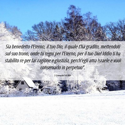 Picture 06 - 2 Cronache 9:8 RIV - Sia benedetto l’Eterno, il tuo Dio, il quale - Bible Verse Picture