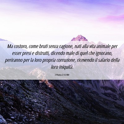 Picture 06 - 2 Pietro 2:12 RIV - Ma costoro, come bruti senza ragione, nati alla - Bible Verse Picture