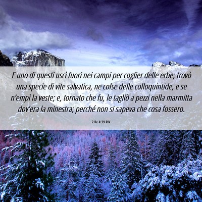 Picture 06 - 2 Re 4:39 RIV - E uno di questi uscì fuori nei campi per coglier - Bible Verse Picture