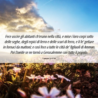 Picture 06 - 2 Samuele 12:31 RIV - Fece uscire gli abitanti ch’erano nella città, - Bible Verse Picture