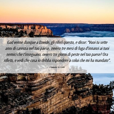 Picture 06 - 2 Samuele 24:13 RIV - Gad venne dunque a Davide, gli riferì questo, e - Bible Verse Picture