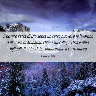 Picture 06 - 2 Samuele 6:3 RIV - E posero l’arca di Dio sopra un carro nuovo, e - Bible Verse Picture