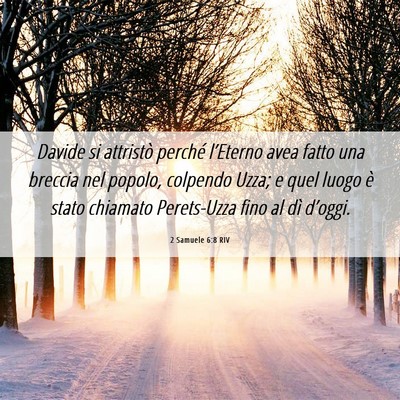 Picture 06 - 2 Samuele 6:8 RIV - Davide si attristò perché l’Eterno avea fatto - Bible Verse Picture