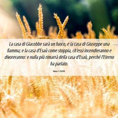 Picture 06 - Abdia 1:18 RIV - La casa di Giacobbe sarà un fuoco, e la casa di - Bible Verse Picture