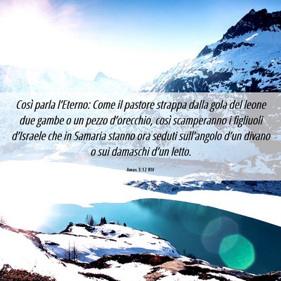 Picture 06 - Amos 3:12 RIV - Così parla l’Eterno: Come il pastore strappa - Bible Verse Picture