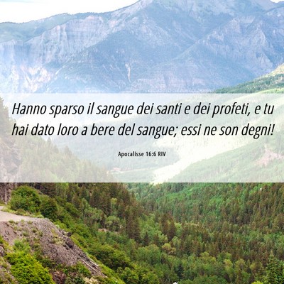 Picture 06 - Apocalisse 16:6 RIV - Hanno sparso il sangue dei santi e dei profeti, e - Bible Verse Picture