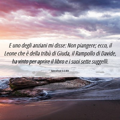 Picture 06 - Apocalisse 5:5 RIV - E uno degli anziani mi disse: Non piangere; ecco, - Bible Verse Picture