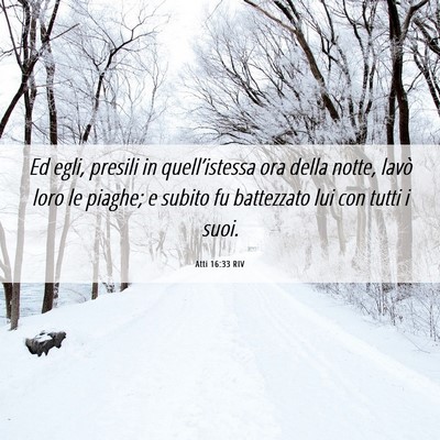 Picture 06 - Atti 16:33 RIV - Ed egli, presili in quell’istessa ora della - Bible Verse Picture