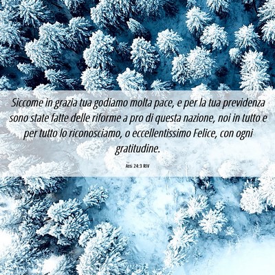 Picture 06 - Atti 24:3 RIV - Siccome in grazia tua godiamo molta pace, e per - Bible Verse Picture