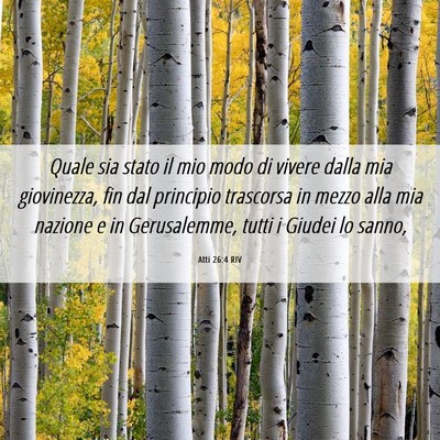 Picture 06 - Atti 26:4 RIV - Quale sia stato il mio modo di vivere dalla mia - Bible Verse Picture