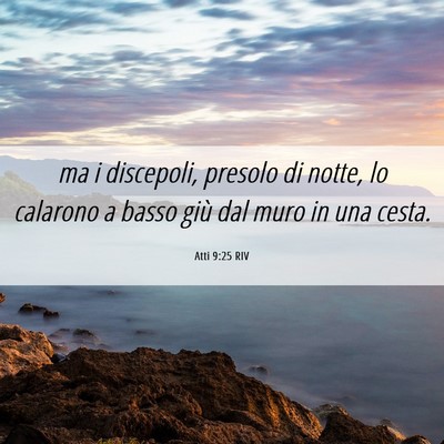 Picture 06 - Atti 9:25 RIV - ma i discepoli, presolo di notte, lo calarono a - Bible Verse Picture