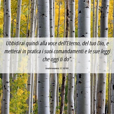 Picture 06 - Deuteronomio 27:10 RIV - Ubbidirai quindi alla voce dell’Eterno, del tuo - Bible Verse Picture