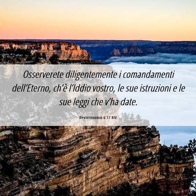 Picture 06 - Deuteronomio 6:17 RIV - Osserverete diligentemente i comandamenti - Bible Verse Picture