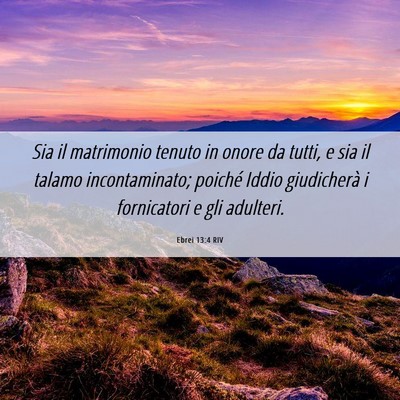 Picture 06 - Ebrei 13:4 RIV - Sia il matrimonio tenuto in onore da tutti, e sia - Bible Verse Picture