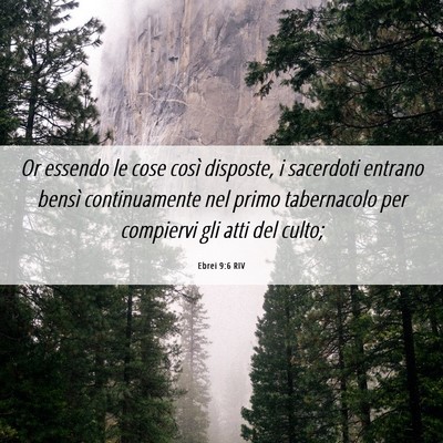 Picture 06 - Ebrei 9:6 RIV - Or essendo le cose così disposte, i sacerdoti - Bible Verse Picture