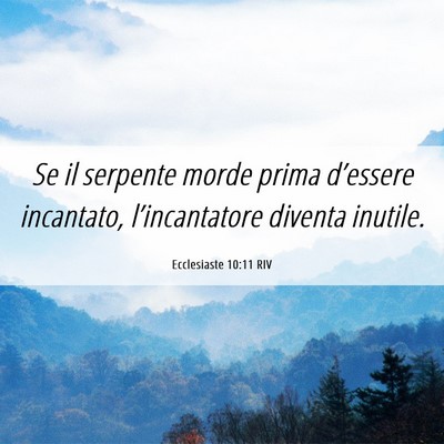 Picture 06 - Ecclesiaste 10:11 RIV - Se il serpente morde prima d’essere incantato, - Bible Verse Picture