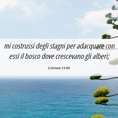 Picture 06 - Ecclesiaste 2:6 RIV - mi costrussi degli stagni per adacquare con essi - Bible Verse Picture
