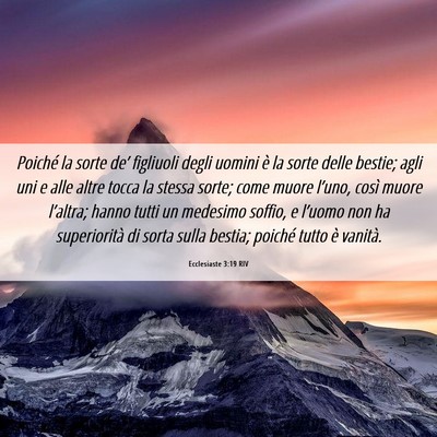 Picture 06 - Ecclesiaste 3:19 RIV - Poiché la sorte de’ figliuoli degli uomini è - Bible Verse Picture