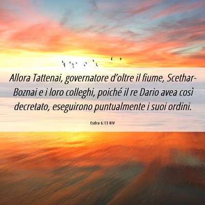 Picture 06 - Esdra 6:13 RIV - Allora Tattenai, governatore d’oltre il fiume, - Bible Verse Picture