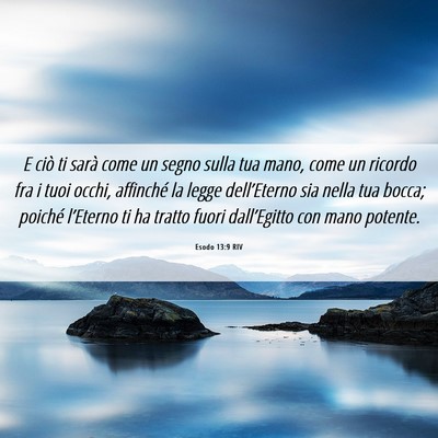 Picture 06 - Esodo 13:9 RIV - E ciò ti sarà come un segno sulla tua mano, - Bible Verse Picture