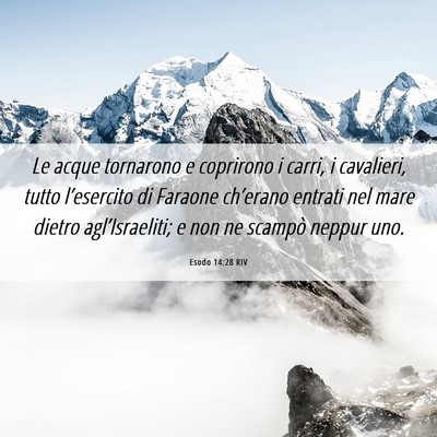 Picture 06 - Esodo 14:28 RIV - Le acque tornarono e coprirono i carri, i - Bible Verse Picture