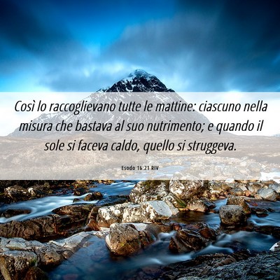 Picture 06 - Esodo 16:21 RIV - Così lo raccoglievano tutte le mattine: ciascuno - Bible Verse Picture