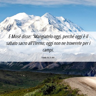 Picture 06 - Esodo 16:25 RIV - E Mosè disse: “Mangiatelo oggi, perché oggi - Bible Verse Picture