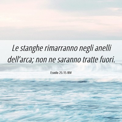 Picture 06 - Esodo 25:15 RIV - Le stanghe rimarranno negli anelli dell’arca; - Bible Verse Picture