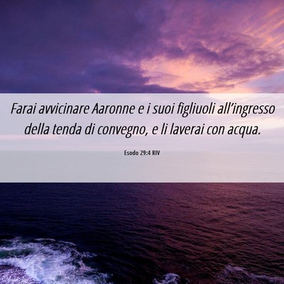 Picture 06 - Esodo 29:4 RIV - Farai avvicinare Aaronne e i suoi figliuoli - Bible Verse Picture