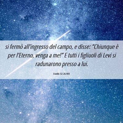 Picture 06 - Esodo 32:26 RIV - si fermò all’ingresso del campo, e disse: - Bible Verse Picture