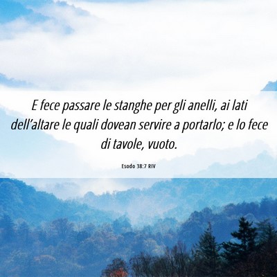 Picture 06 - Esodo 38:7 RIV - E fece passare le stanghe per gli anelli, ai lati - Bible Verse Picture
