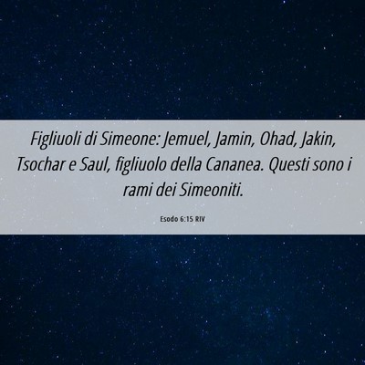 Picture 06 - Esodo 6:15 RIV - Figliuoli di Simeone: Jemuel, Jamin, Ohad, Jakin, - Bible Verse Picture
