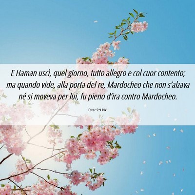 Picture 06 - Ester 5:9 RIV - E Haman uscì, quel giorno, tutto allegro e col - Bible Verse Picture