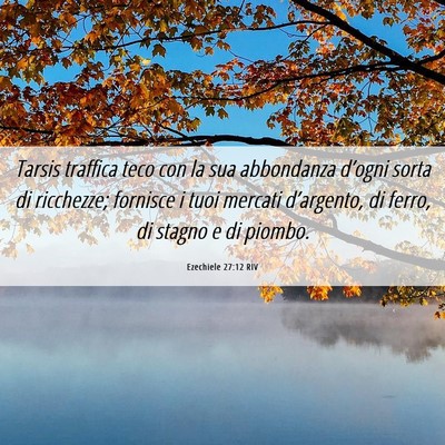 Picture 06 - Ezechiele 27:12 RIV - Tarsis traffica teco con la sua abbondanza - Bible Verse Picture