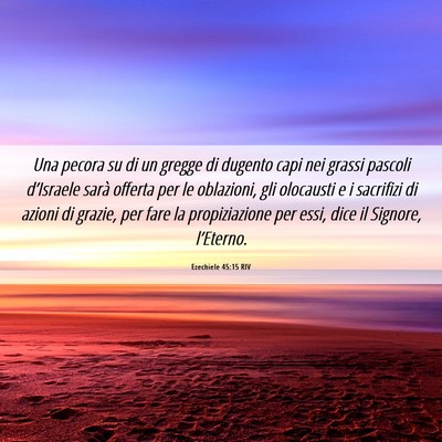 Picture 06 - Ezechiele 45:15 RIV - Una pecora su di un gregge di dugento capi nei - Bible Verse Picture
