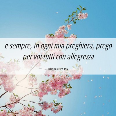 Picture 06 - Filippesi 1:4 RIV - e sempre, in ogni mia preghiera, prego per voi - Bible Verse Picture