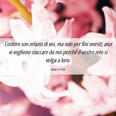 Picture 06 - Galati 4:17 RIV - Costoro son zelanti di voi, ma non per fini - Bible Verse Picture