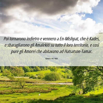 Picture 06 - Genesi 14:7 RIV - Poi tornarono indietro e vennero a En-Mishpat, - Bible Verse Picture